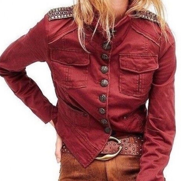 Vintage 1990s/Y2K Burgundy/Red wine Lightweight denim-like cotton Size XS - Picture 10 of 11